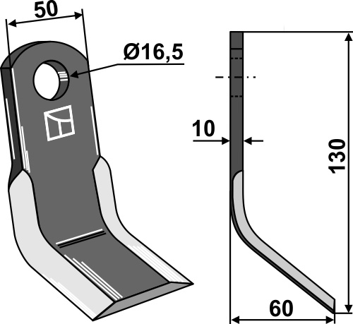 Y-Messer 130x50mm geeignet für: Agricom Marteaux broyeurs, marteau broyeur PTA