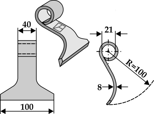 Schlegel 100x40mm geeignet für: Calderoni Y-blades, straight blades, pruning hammers, pruning hammer PTA