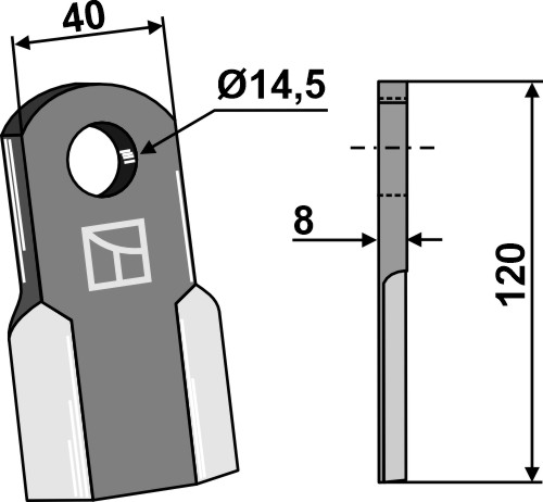 Gerades Messer geeignet für: Agrimaster Schlegel, Messer, Hammerschlegel, Hammerschlegel PTA