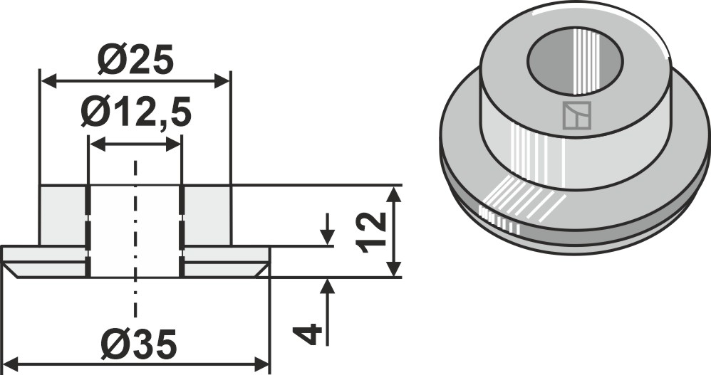 Außenbuchse 12xØ12,5xØ35 geeignet für: Agromec Marteaux broyeurs, marteau broyeur PTA