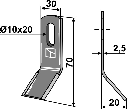 Y-Messer 70x30mm geeignet für: Agria Y-knive, slage knive vredet