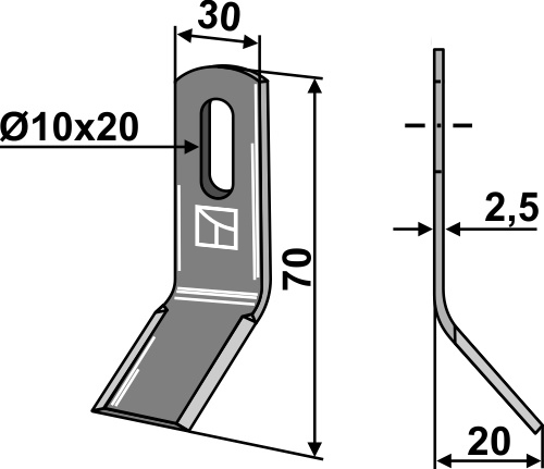 Y-Messer geeignet für: Agria Noże Y, Nożyk do kosiarek rotacyjnych, skręcony