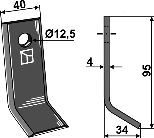 Y-Messer 95x40mm geeignet für: Agria Y-knive, slage knive vredet