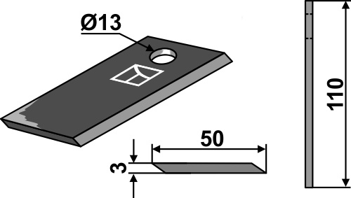 Rotorklinge 110x50mm geeignet für: Vari Rotary mower-blades