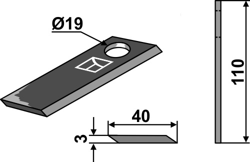 Rotorklinge 110x40mm geeignet für: Agria Y-knive, slage knive vredet