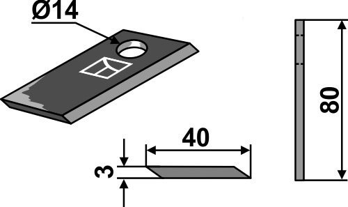 Rotorklinge 80x40mm geeignet für: Vari Rotary mower-blades