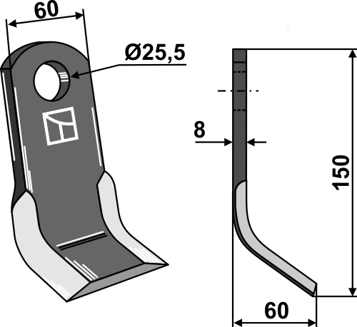 Y-Messer 150x60mm geeignet für: Moris Y-blades, straight blades