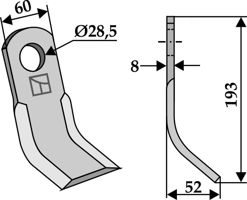 Y-Messer 193x60mm geeignet für: Berti Y-blades, flails, pruning hammers, pruning hammer PTA