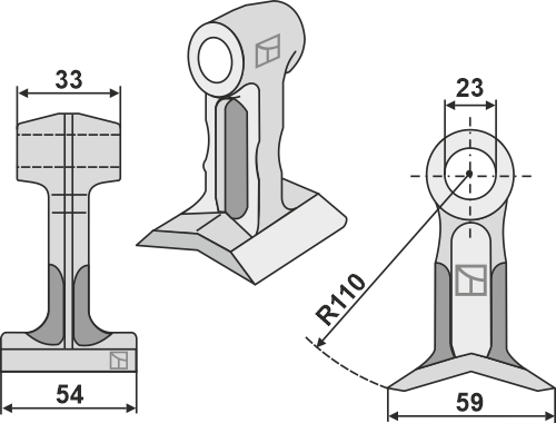 Hammerschlegel geeignet für: Bomford Y-messenHamerklepels, 