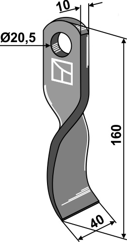 Gedrehtes Messer 160x40mm geeignet für: Cosma Slagle knive vredet, knive Y
