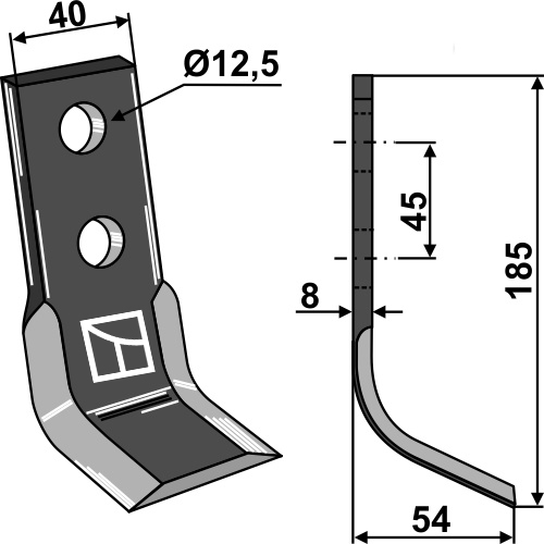 Y-Messer 185x40mm geeignet für: Bruni twisted blades, Y-blades