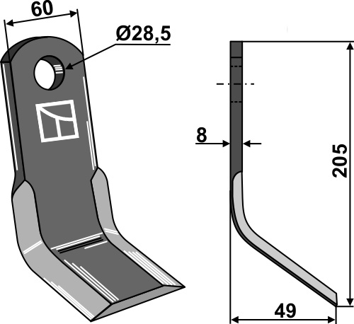 Y-Messer 205x60mm geeignet für: Berti Y-blades, flails, pruning hammers, pruning hammer PTA