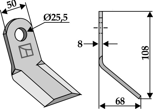 Y-Messer 108x50mm geeignet für: Berti Y-blades, flails, pruning hammers, pruning hammer PTA