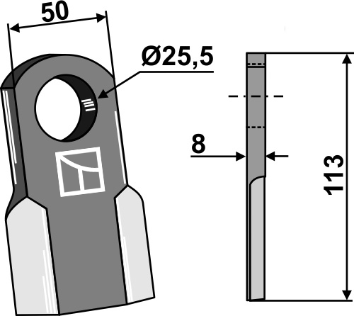 Gerades Messer geeignet für: Berti Y-messen, klepel, hamerklepels, hamerklepels PTA