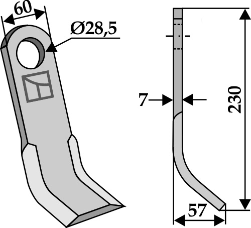 Y-Messer 230x60mm geeignet für: Cabe (Nuova Cabe) Y-knive, Hammerslagler 