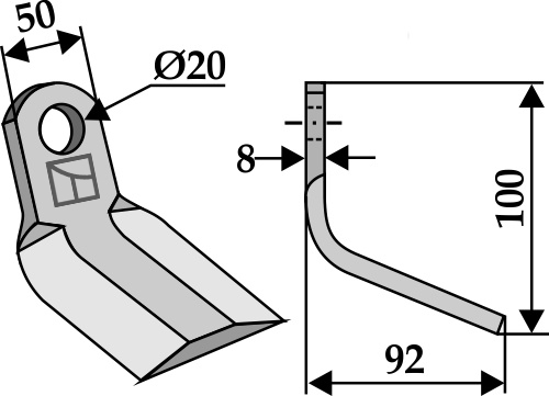 Y-Messer 100x50mm geeignet für: Cabe (Nuova Cabe) Y-knive, Hammerslagler 