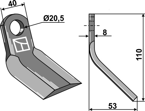 Y-Messer 110x40mm geeignet für: Cabe (Nuova Cabe) Y-knive, Hammerslagler 