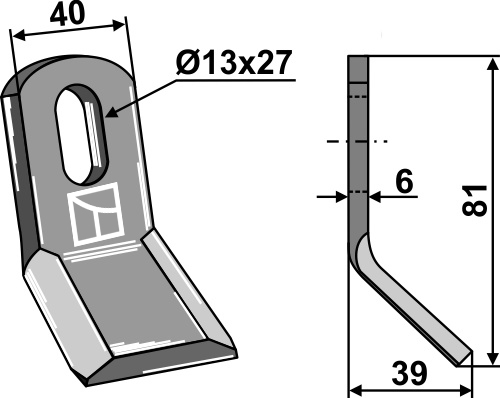 Y-Messer 81x40mm geeignet für: Carroy et Giraudon Couteaux-Y, coutaux-Y avec maillons de chaîne, marteaux