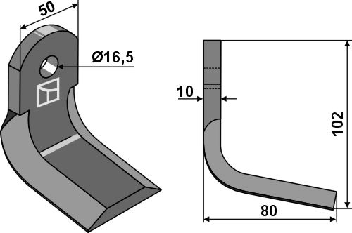 Cuchilla-Y 102x50mm geeignet für: Celli Cuchillas Y, cuchillas rectas, martillos, martillos PTA