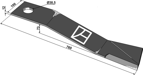 Mähermesser 760mm - rechts geeignet für: Bomford Couteaux-Y, marteaux broyeurs 
