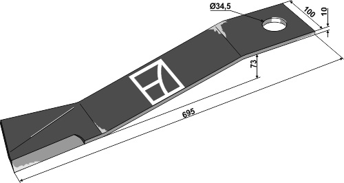 Mähermesser 695mm - links geeignet für: Mc Connel Marteaux broyeurs, couteaux-Y, couteaux broyeurs, fléaux