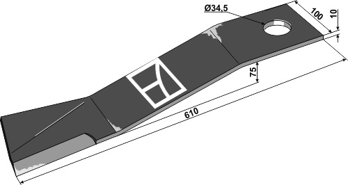 Mähermesser 610mm - links geeignet für: Mc Connel Hammerschlegel, Y-Messer, Mähermesser, Schlegel,