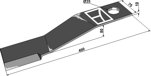 Mähermesser 490mm - links geeignet für: Mc Connel Pruning hammers, y-blades, mower-blades, flails