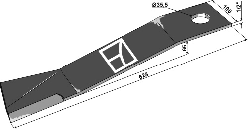 Mähermesser 628mm - links geeignet für: Mc Connel Hamerklepels, Y-messen, maaimes