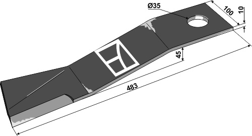 Mähermesser 483mm - links geeignet für: Mc Connel Pruning hammers, y-blades, mower-blades, flails