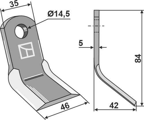 Y-Messer 84x35mm geeignet für: Del Morino Y-blades, straight blades, flails