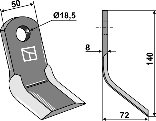 Y-Messer geeignet für: Dragone Couteaux-Y, marteaux broyeurs, marteaux broyeurx PTA