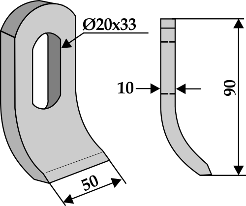 Schlegel 90x50mm geeignet für: Dücker Y-knive, slagle, hammerslagler 