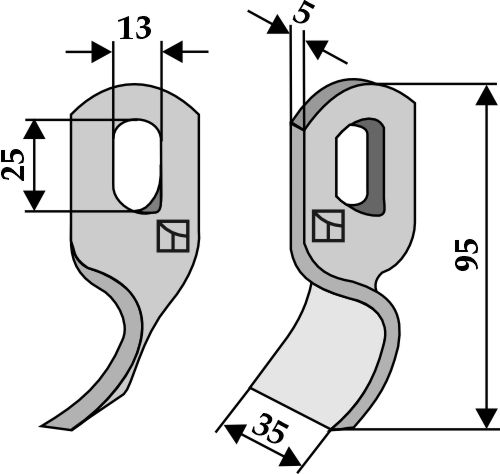 Gedrehtes Messer geeignet für: Fischer Cuchillas Y, cuchillas trenzadas, cuchillas segadoras, martillos 