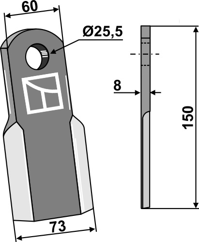 Gerades Messer - Altes Modell geeignet für: Agrimaster Hammerslagler, hammerslagler PTA