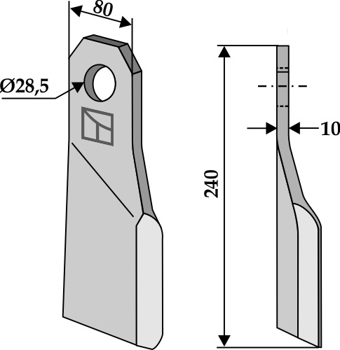 Schlegel 240x80mm - links geeignet für: Gilbers Y- knive, Y-knive med 3 kædeled, hammerslagler 