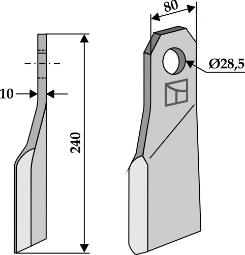 Schlegel - rechts geeignet für: Gilbers Y-Messer, Y-Messer, mit 3-gliedr.kette, Hammerschlegel, 