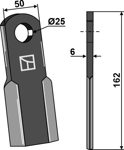 Schlegelmesser RC162x50mm geeignet für: GreenTec Hammerslagler, slagle