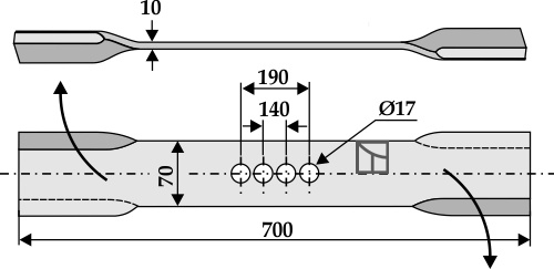 Mähermesser 700mm - rechts geeignet für: Hermes Y-образный нож,  Косилочный нож, Прямой нож 