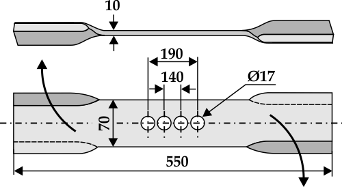 Mähermesser 550mm - rechts geeignet für: Hermes Facas Y, facas direitas