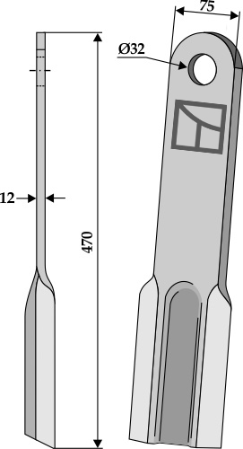 Schlegel 400x75mm geeignet für: Howard Marteaux broyeurs, marteau broyeur PTA, couteaux-Y, fléaux