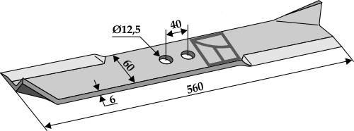 Mähermesser 560mm - rechts geeignet für: Hymach Nóże Y, nóż prosty, noże bijakowe 