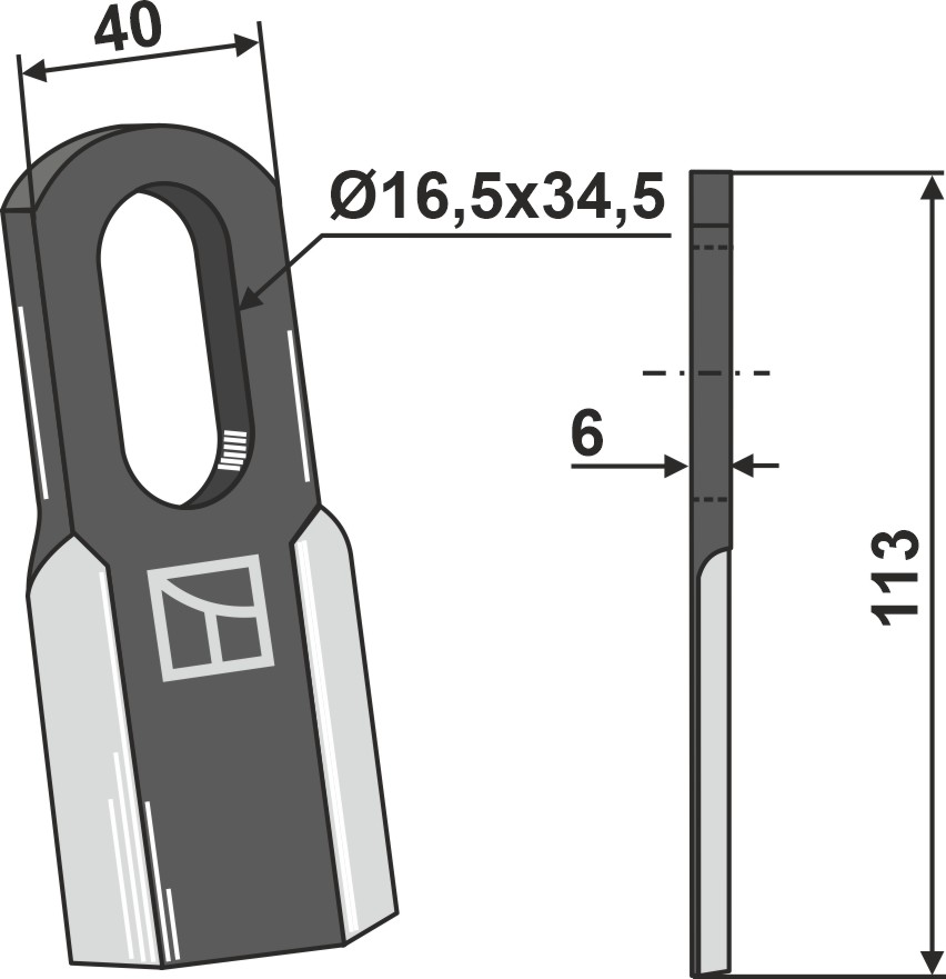 Gerades Messer geeignet für: Hymach Cuchillas Y, cuchillas, martillos 