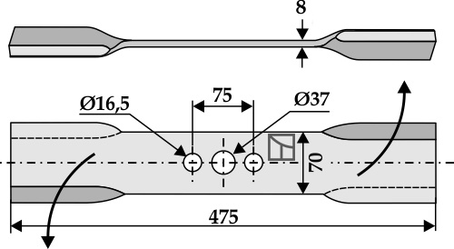 Mähermesser 475mm - links geeignet für: Ilmer Maaimes