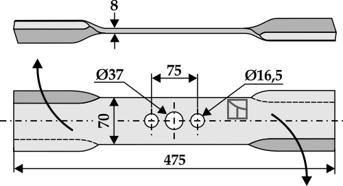 Mähermesser 475mm - rechts geeignet für: Ilmer Косилочный нож