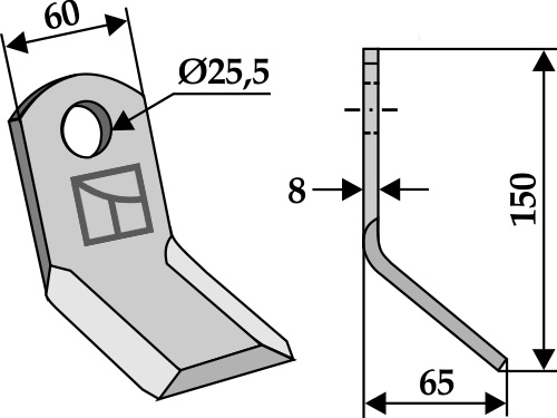 Y-Messer 150x60mm geeignet für: Leckron Y-knive, Bio knive