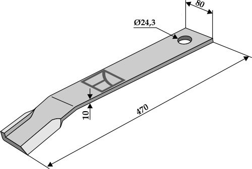 Mähermesser 470mm - links geeignet für: Humus Noże bijakowe, bijakowe PTA, noże Y, nożyk wymienny