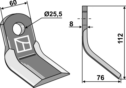 Y-Messer 112x60mm geeignet für: Vogel u. Noot Hammerslagler, Y-knive, knive