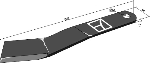 Mähermesser 620mm - links geeignet für: Jupidex Knive, slæbesko
