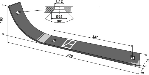 Gleitkufe 570mm geeignet für: Jupidex Knive, slæbesko