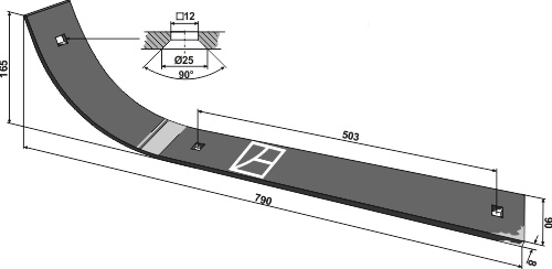 Gleitkufe 790mm geeignet für: Jupidex Knive, slæbesko